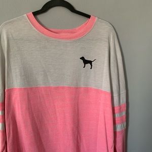 PINK VS White & Pink Long-Sleeve Tee With Logo